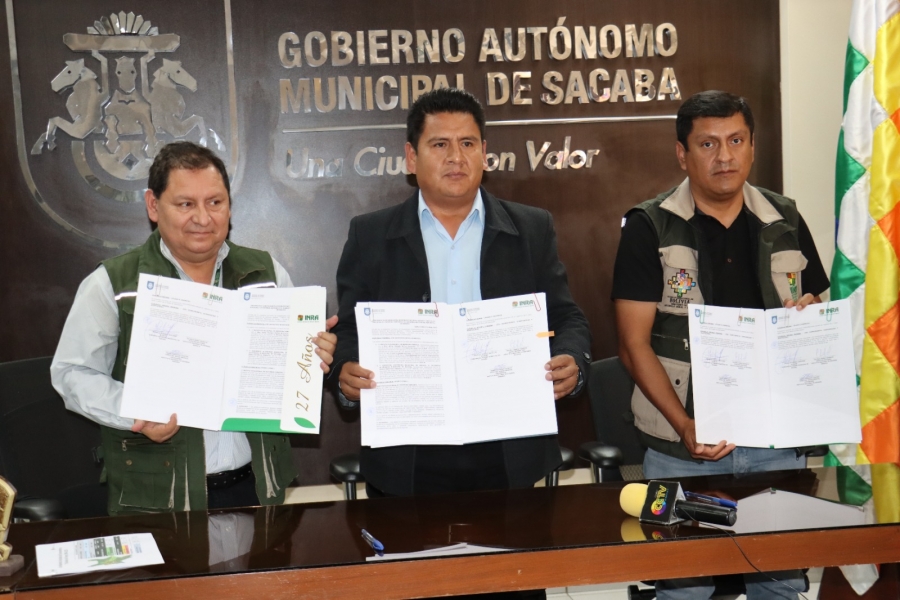 SACABA FIRMA UN CONVENIO INTERINSTITUCIONAL CON EL INRA PARA LLEVAR A CABO EL CATASTRO MOVIL EN BENEFICIO DE LAS ZONAS RURALES DEL DEPARTAMENTO